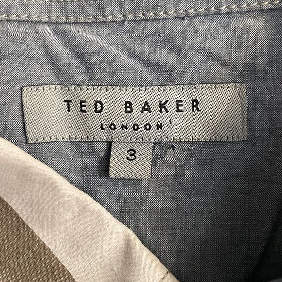 Ted Baker Shirt Colorblock Stripe Button Up Short Sleeve Men’s Sz 3 EUC - Picture 5 of 10